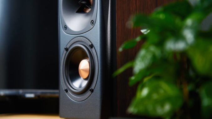 Sound speaker in living room interior
